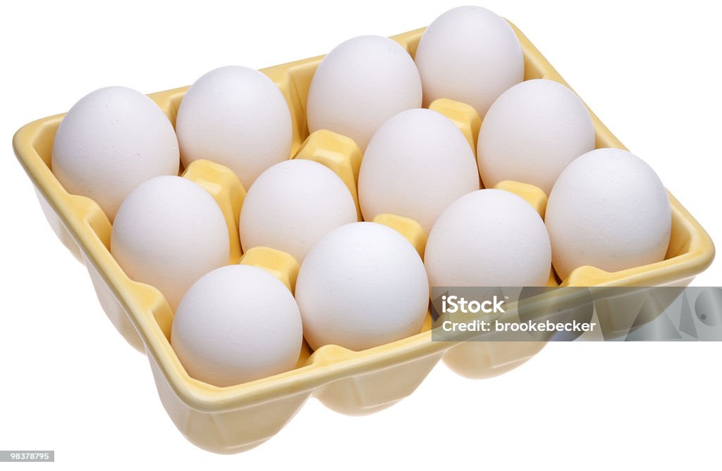 Dozen Eggs in Yellow Open Carton  Animal Egg Stock Photo