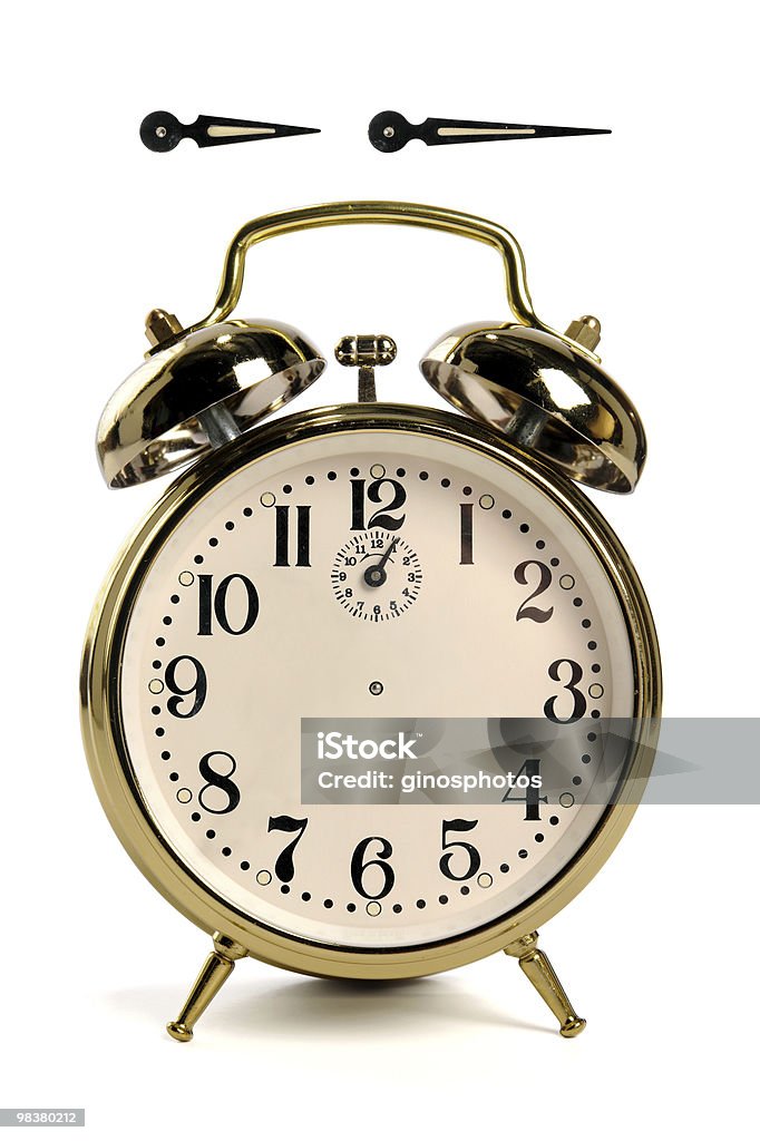 Vintage Clock with Hour and Minute Hands  Alarm Clock Stock Photo