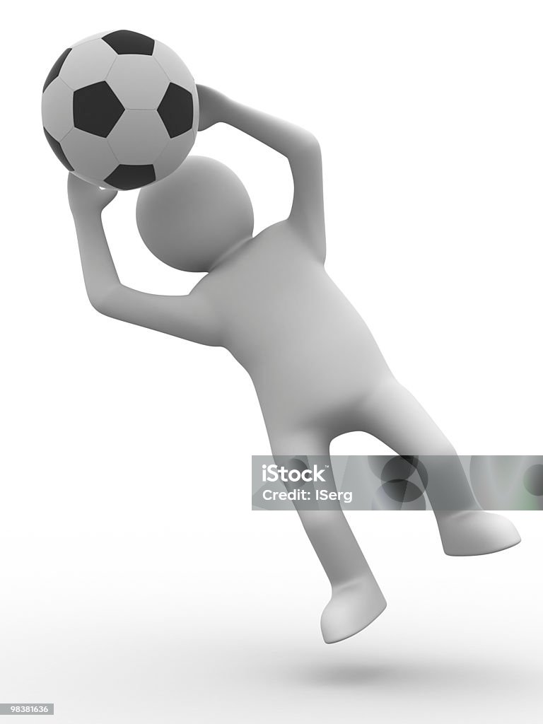 Jogador de futebol com a bola sobre fundo branco. Imagem 3D Isolada - Royalty-free Arremessar Foto de stock