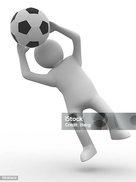 Jogador De Futebol Com A Bola Sobre Fundo Branco Imagem 3d Isolada - Fotografias de stock e mais imagens de Arremessar