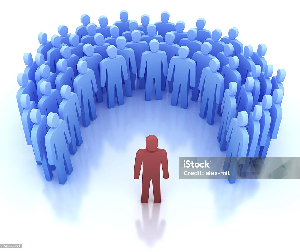 Altoparlante e gruppo di persone-concept 3D - Foto stock royalty-free di Oratore pubblico