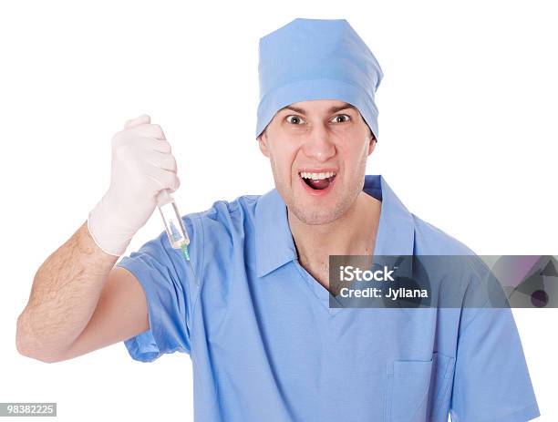 Furious Male Doctor With Syringe Stock Photo - Download Image Now - Adult, Adults Only, Aggression