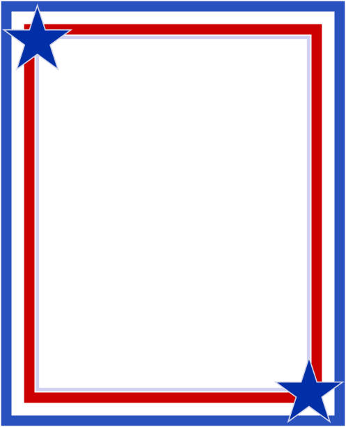 illustrazioni stock, clip art, cartoni animati e icone di tendenza di blu rosso con stelle astratte cornice di bordo bandiera americana. - fourth of july patriotism american flag frame