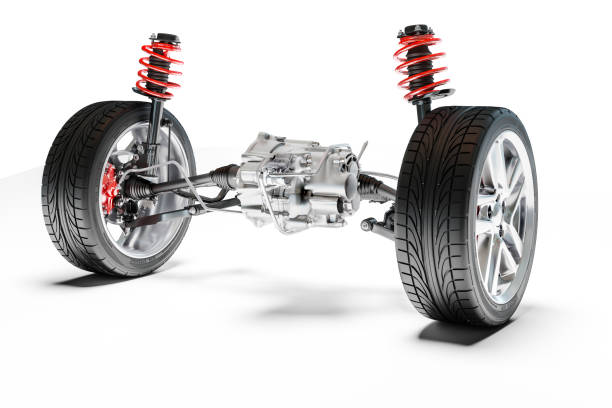 istock 3d car suspension, on white background 983846214