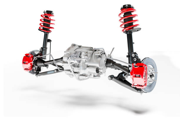 istock 3d car suspension, on white background 983846262