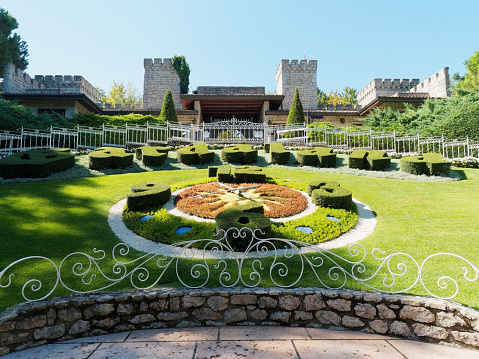 Peschiera del Garda, Italy - Aug 2016: Decorated Garden at Gardland funfair entrance