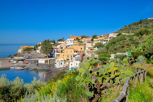 Fishing village of Rinella in Salina, the second largest island of the Aeolian archipelago (Sicily, Italy)