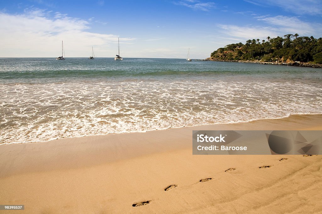 Footsteps in the sand on a beach  Absence Stock Photo