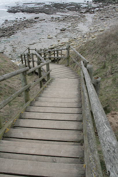 Wooden stairs stock photo