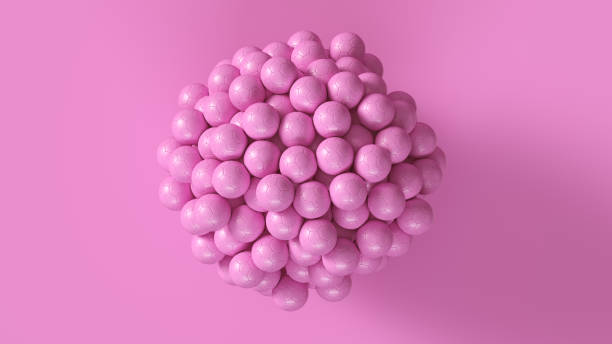 istock Bright Candy Pink Footballs Formed into a Sphere 983963164