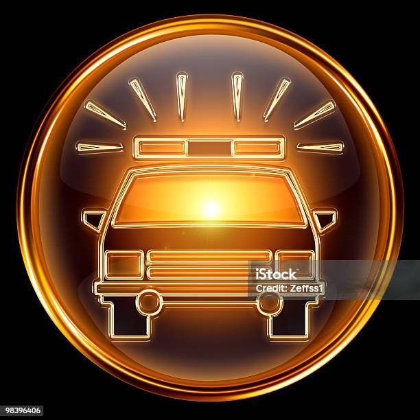 Police Icon Golden Isolated On Black Background Stock Illustration - Download Image Now - Arrest, Assistance, Beacon