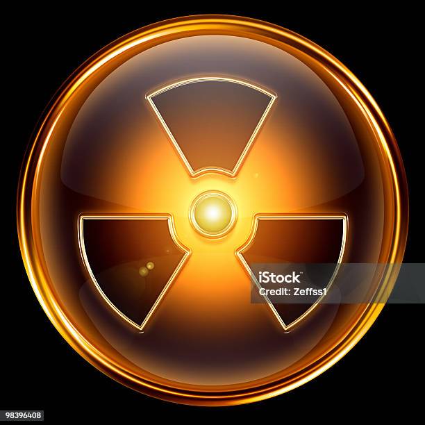 Radioactive Icon Golden Isolated On Black Background Stock Illustration - Download Image Now