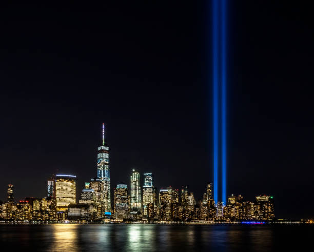 evento de luz memorial homenaje el 11 de septiembre en nueva york, manhattan en ground zero, world trade center - building exterior mid atlantic usa usa night fotografías e imágenes de stock