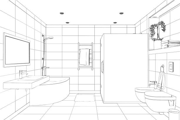istock Sketch of the black shower room 983970196