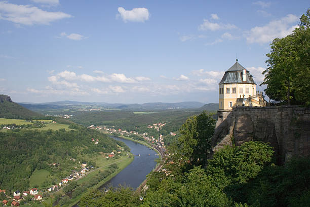 K&#246;nigstein fortress  festung konigstein castle stock pictures, royalty-free photos & images