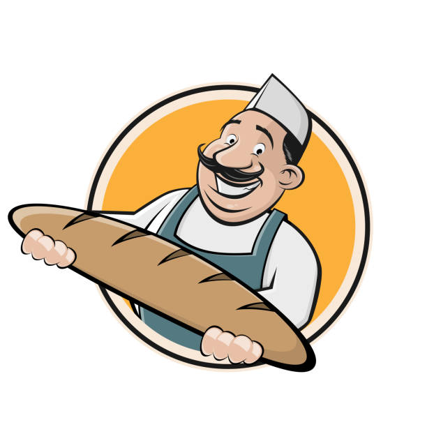 面白い漫画・ ベイカー サイン - baker bakery chef bread点のイラスト素材／クリップアート素材／マンガ素材／アイコン素材
