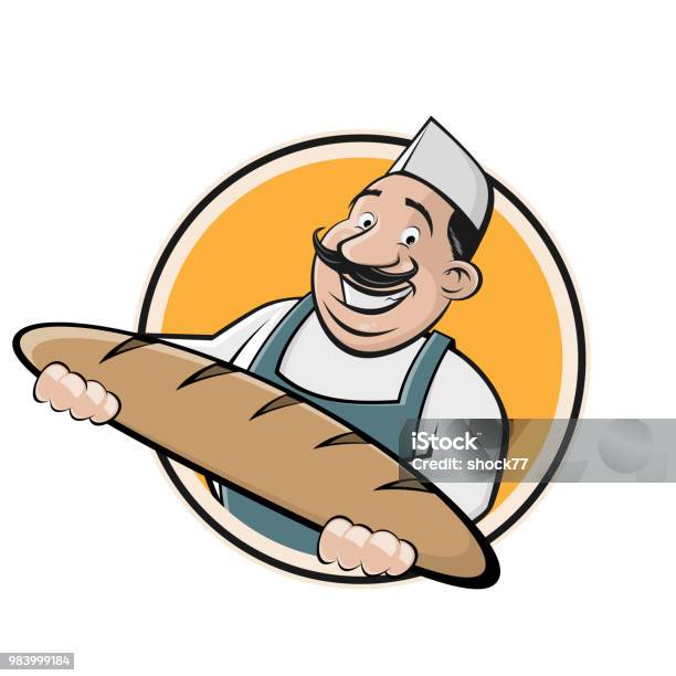 Funny Cartoon Baker Sign Stock Illustration - Download Image Now - Baker - Occupation, Cheerful, Happiness