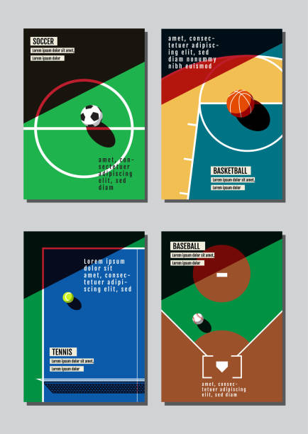ilustraciones, imágenes clip art, dibujos animados e iconos de stock de concepto del deporte diseño gráfico. fondo de equipo de deportes. ilustración de vector. - baseball background