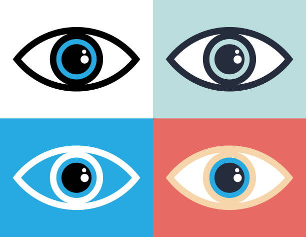 Eye symbol icon illustration Vector of Eye symbol icon illustration with color background. image focus technique illustrations stock illustrations