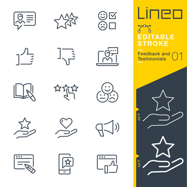 Lineo Editable Stroke - Feedback and Testimonials line icons Vector Icons - Adjust stroke weight - Expand to any size - Change to any colour satisfaction stock illustrations