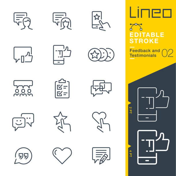 lineo editable stroke - ikony linii opinie i referencje - symbol computer icon internet interface icons stock illustrations