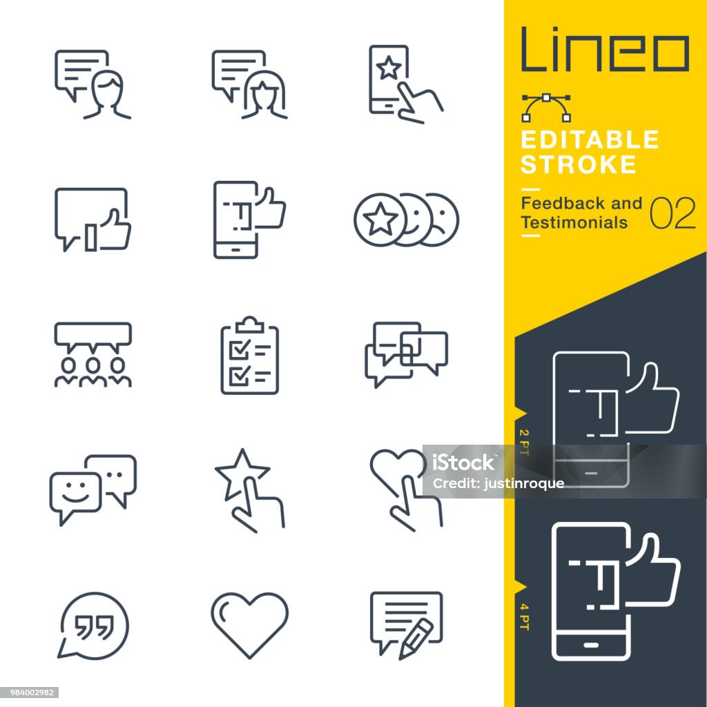 Lineo Editable Stroke - Feedback and Testimonials line icons Vector Icons - Adjust stroke weight - Expand to any size - Change to any colour Icon Symbol stock vector