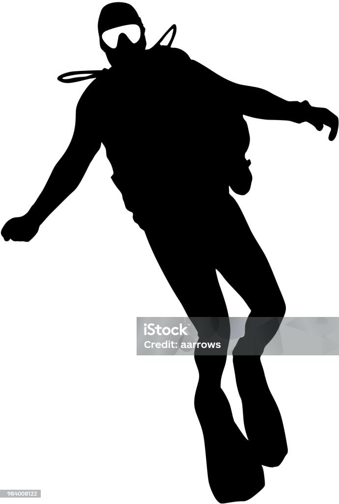 Black silhouette scuba divers on a white background Black silhouette scuba divers on a white background. Scuba Diving stock vector