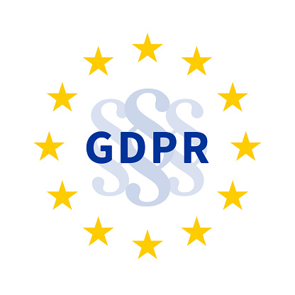 節記号と EU の星花輪段落マークおよび GDPR//一般的なデータ保護規制。 - イラスト素材...