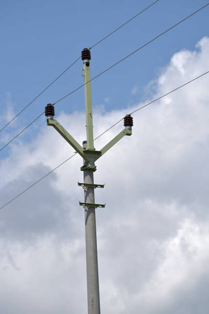 istock Power line mast. Background of the sky 984032424