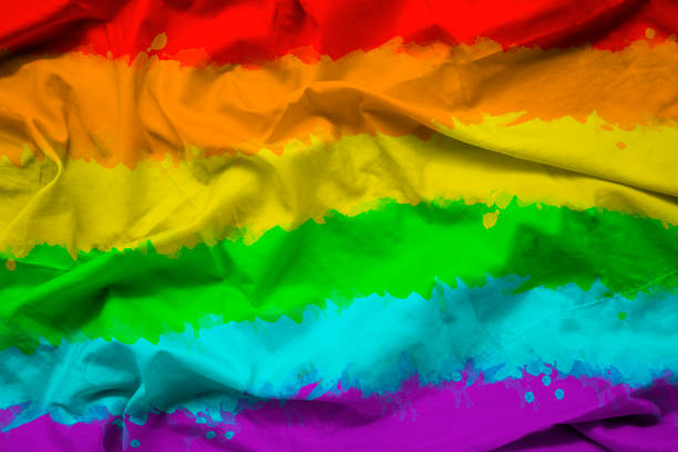 무지개 깃발 lgbtq의와 패브릭 질감에 달에 대 한 리플 - pride month 뉴스 사진 이미지