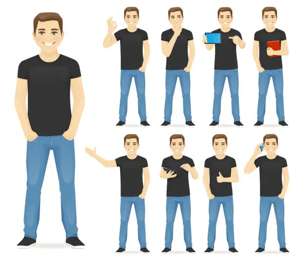 Vector illustration of Man in casual outfit set