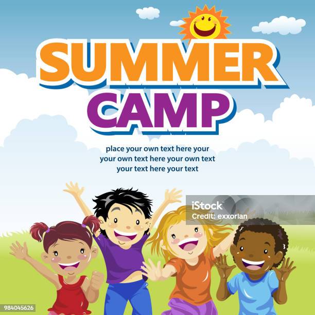 Kids Summer Camp Stock Illustration - Download Image Now - Summer Camp, Child, Summer