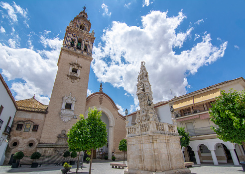 Ecija, Sevilla, Spain, July 2017 : Santa Maria Church in historical center of Ecija, Spain