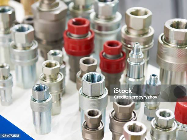 Hydraulic Quick Couplers Stock Photo - Download Image Now - Pneumatics, Sink Plug, Coupling - Device