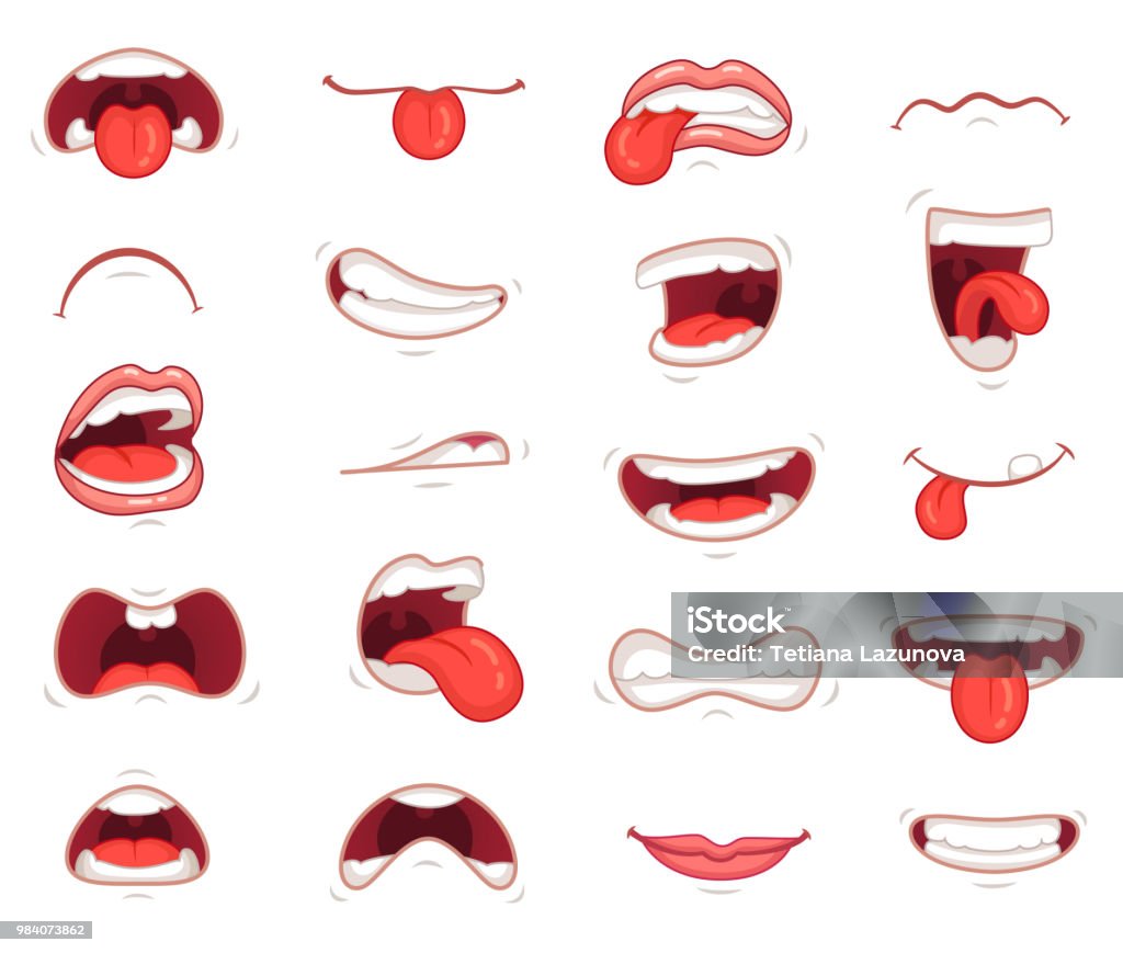 Ilustración de Boca Divertido Expresiones Faciales Dibujos Animados De  Labios Y Lenguas Mano Dibujo Risa Mostrar Lengua Boca Feliz Y Triste  Plantea Sistema De Vector y más Vectores Libres de Derechos de