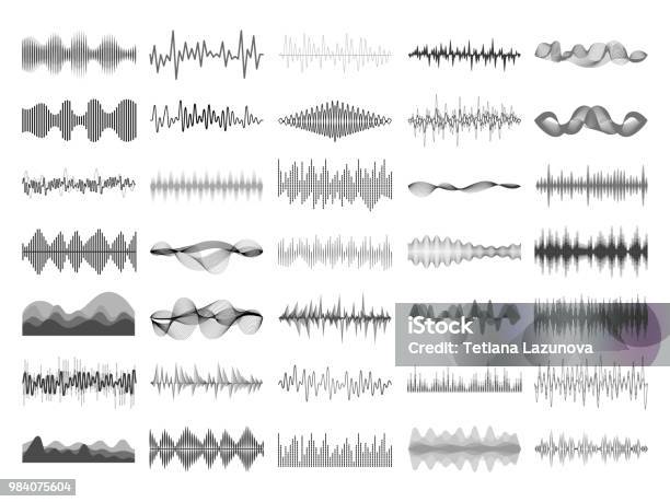 Ilustración de Panel De Ecualizador Digital De La Onda Acústica Y Música Soundwave Amplitud Sonic Beat Ilustración De Vector De Pulso Voz Visualización y más Vectores Libres de Derechos de Diseño ondulado