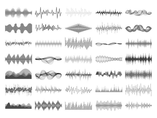 Sound wave and music digital equalizer panel. Soundwave amplitude sonic beat pulse voice visualization vector illustration Sound wave and music digital equalizer panel. Soundwave amplitude form radio frequency musical sonic beat pulse and voice visualization vibration waves vector isolated icon illustration collection radio wave stock illustrations
