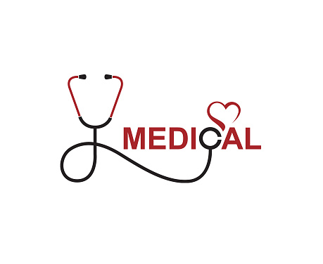 abstract medical halth care icon with stethoscope and heart