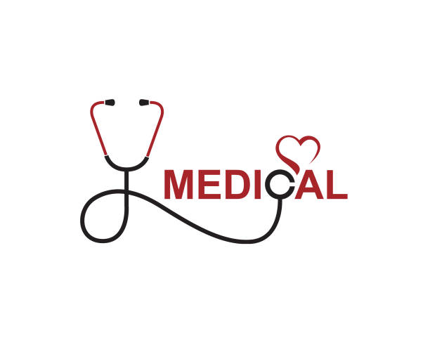 medical halth care icon abstract medical halth care icon with stethoscope and heart paramedic stock illustrations