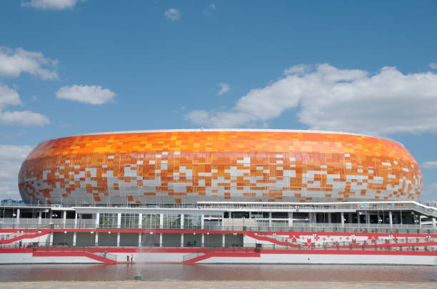 Mordovia Arena Saransk, Russia - June 16, 2018: Mordovia Arena stadium on sunny day. mordovia stock pictures, royalty-free photos & images