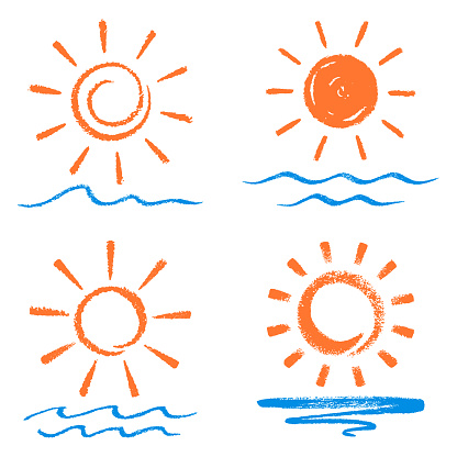 Vector set - Sun and waves