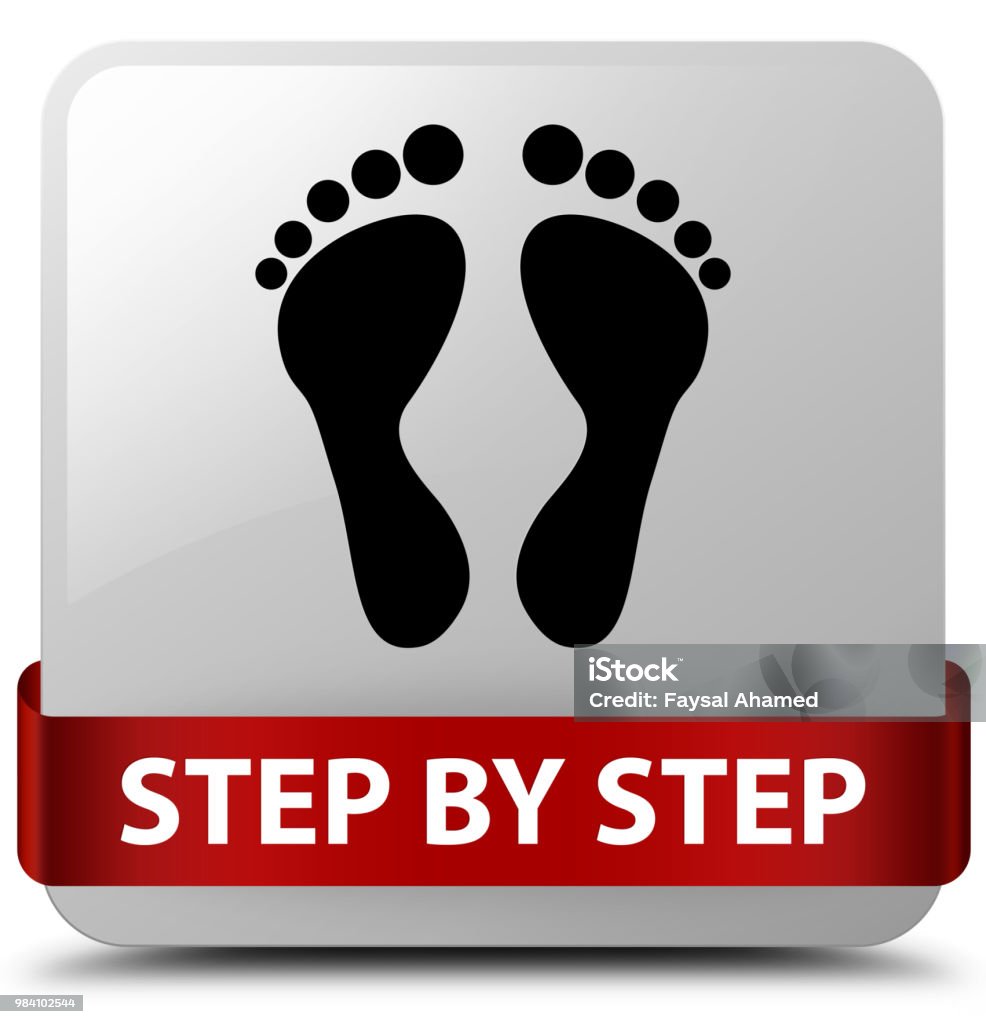 Step By Step White Square Button Red Ribbon In Middle Stock ...