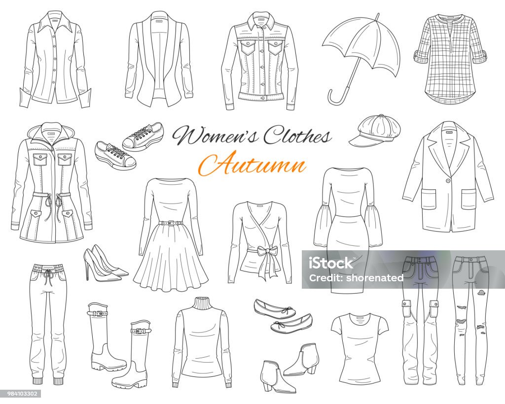 Ilustración de Colección De Ropa De Mujer Ilustración De Dibujo De Vectores y más Vectores Libres de Derechos de Prenda de vestir - iStock Ilustración de Colección De Ropa De Mujer Ilustración De Dibujo De Vectores y más Vectores Libres de Derechos de Prenda de vestir - iStock