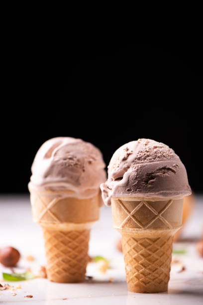 istock hazelnut choccolate ice cream on wafle cone 984108226