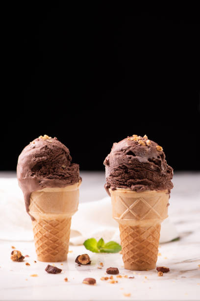 istock hazelnut choccolate ice cream on wafle cone 984110846