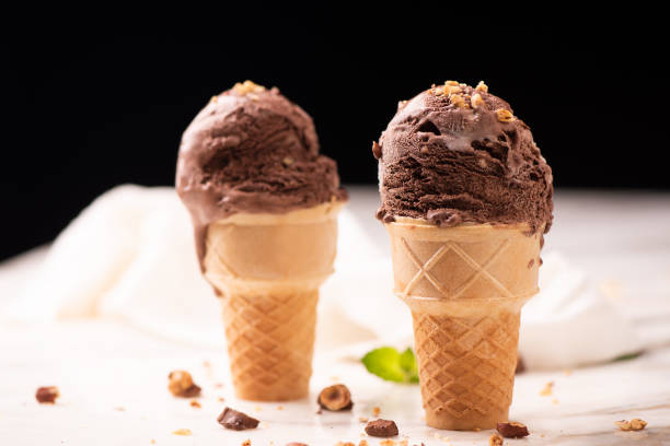 istock hazelnut choccolate ice cream on wafle cone 984111288
