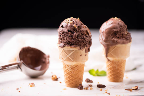 istock hazelnut choccolate ice cream on wafle cone 984111360