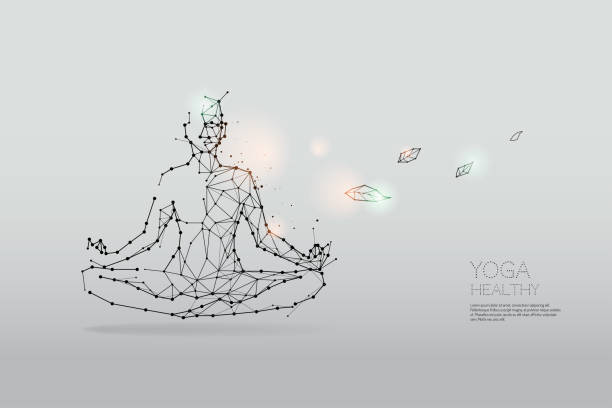 частицы, полигональные, геометрическое искусство - йога - chakra yoga lotus meditating stock illustrations