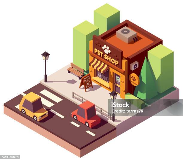 Vector Isometric Pet Store Stock Illustration - Download Image Now - Isometric Projection, Pet Shop, Dog