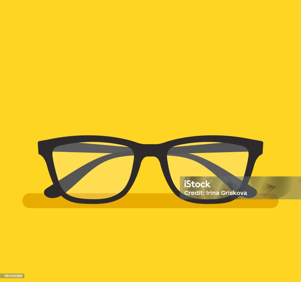 Schwarze Brillen auf leeren Hintergrund. Vektor flache Cartoon Grafikdesign isoliert Elementsymbol - Lizenzfrei Brille Vektorgrafik